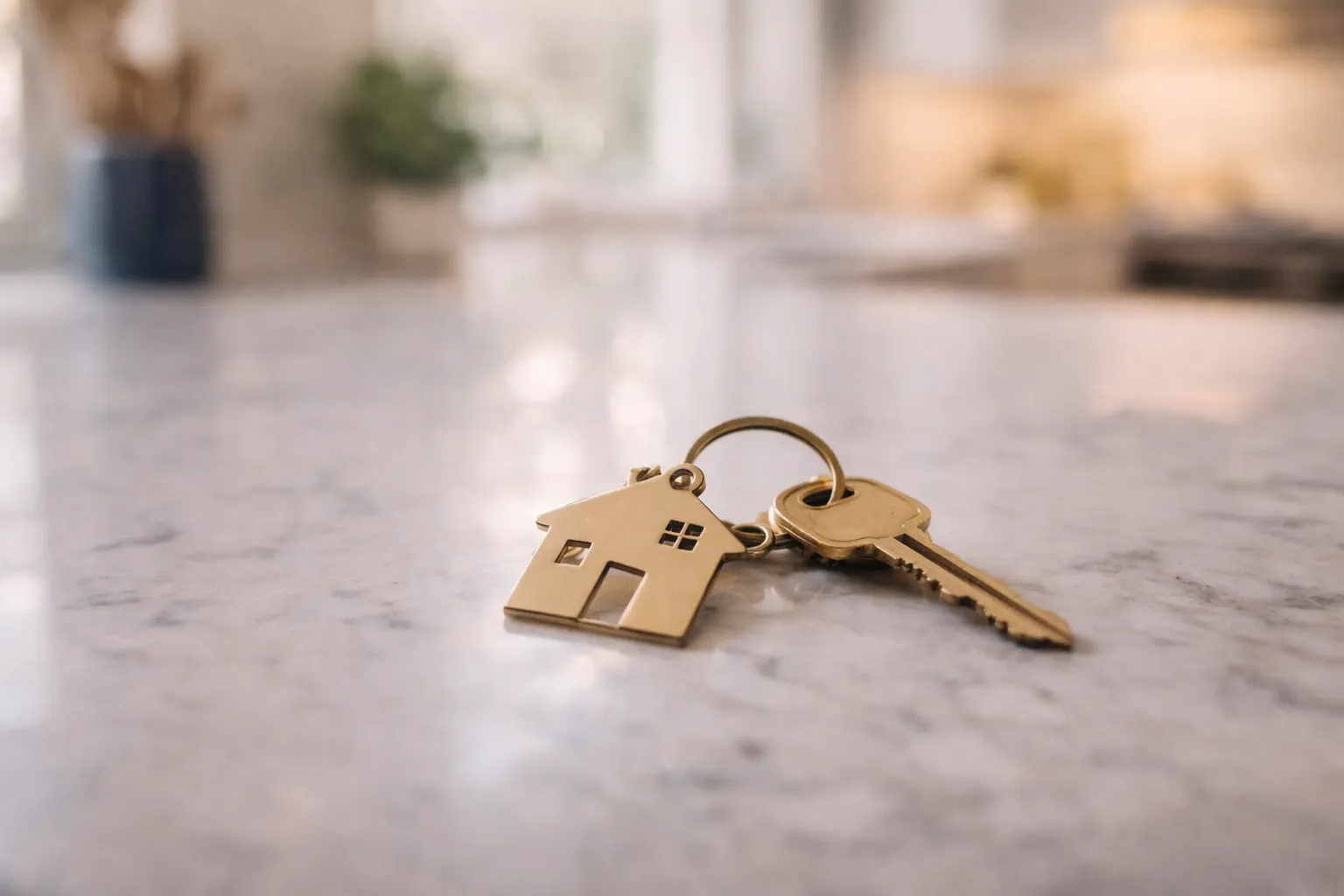 House keys on a clean kitchen counter